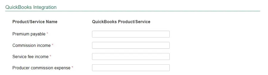 An example of Quickbooks Integration functionality.